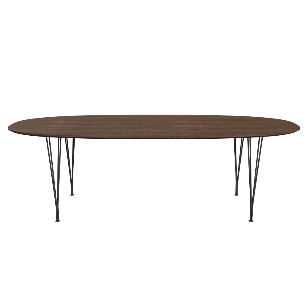 Fritz Hansen Superellipse jídelní stůl teplý grafit/ořechová dýha s ořechovým okrajem, 240x120 cm