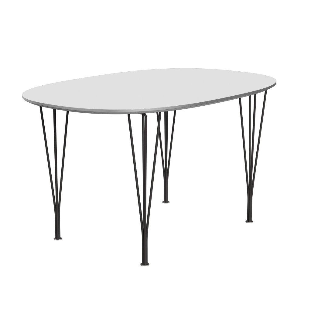 Jídelní stůl Fritz Hansen Superellipse teplý grafit/bílé lamináty Fenix, 135x90 cm