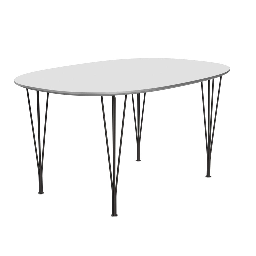 Fritz Hansen Superellipse jídelní stůl teplý grafit/bílé lamináty Fenix, 150x100 cm