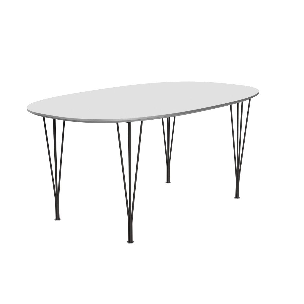 Fritz Hansen Superellipse jídelní stůl teplý grafit/bílé lamináty Fenix, 170x100 cm