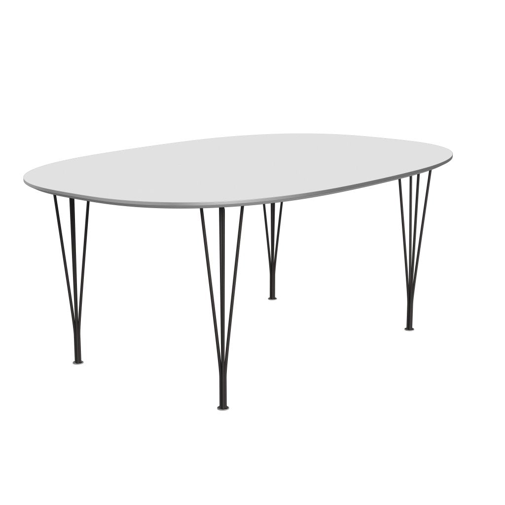 Jídelní stůl Fritz Hansen Superellipse teplý grafit/bílé lamináty Fenix, 180x120 cm