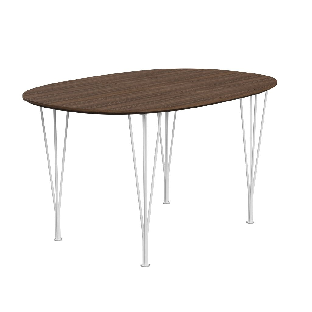 Fritz Hansen Superellipse Dining Table White/Walnut Veneer With Walnut Edge Table, 135x90 Cm