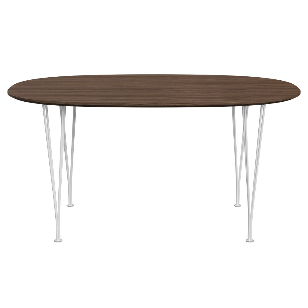 Fritz Hansen Superellipse Jídelní stůl bílá/ořechová dýha s ořechovým stolem, 150x100 cm