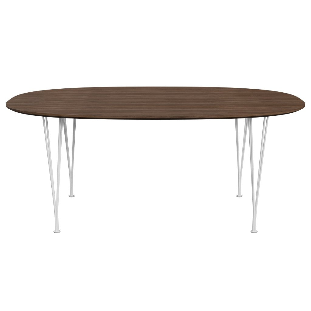 Jídelní stůl Fritz Hansen Superellipse Bílá/ořechová dýha s ořechovým okrajem, 180x120 cm