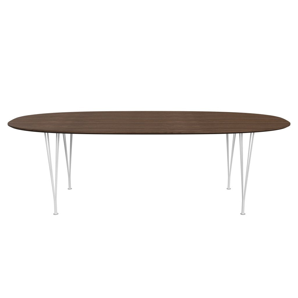 Fritz Hansen Superellipse Jídelní stůl bílá/ořechová dýha s ořechovým stolem, 240x120 cm