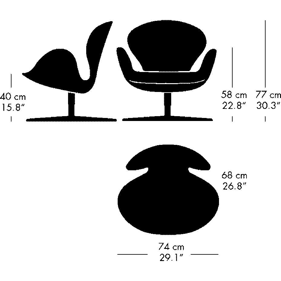 Fritz Hansen Svanen Lounge Chair Fabric, černá/šedá Hallingdal 0116