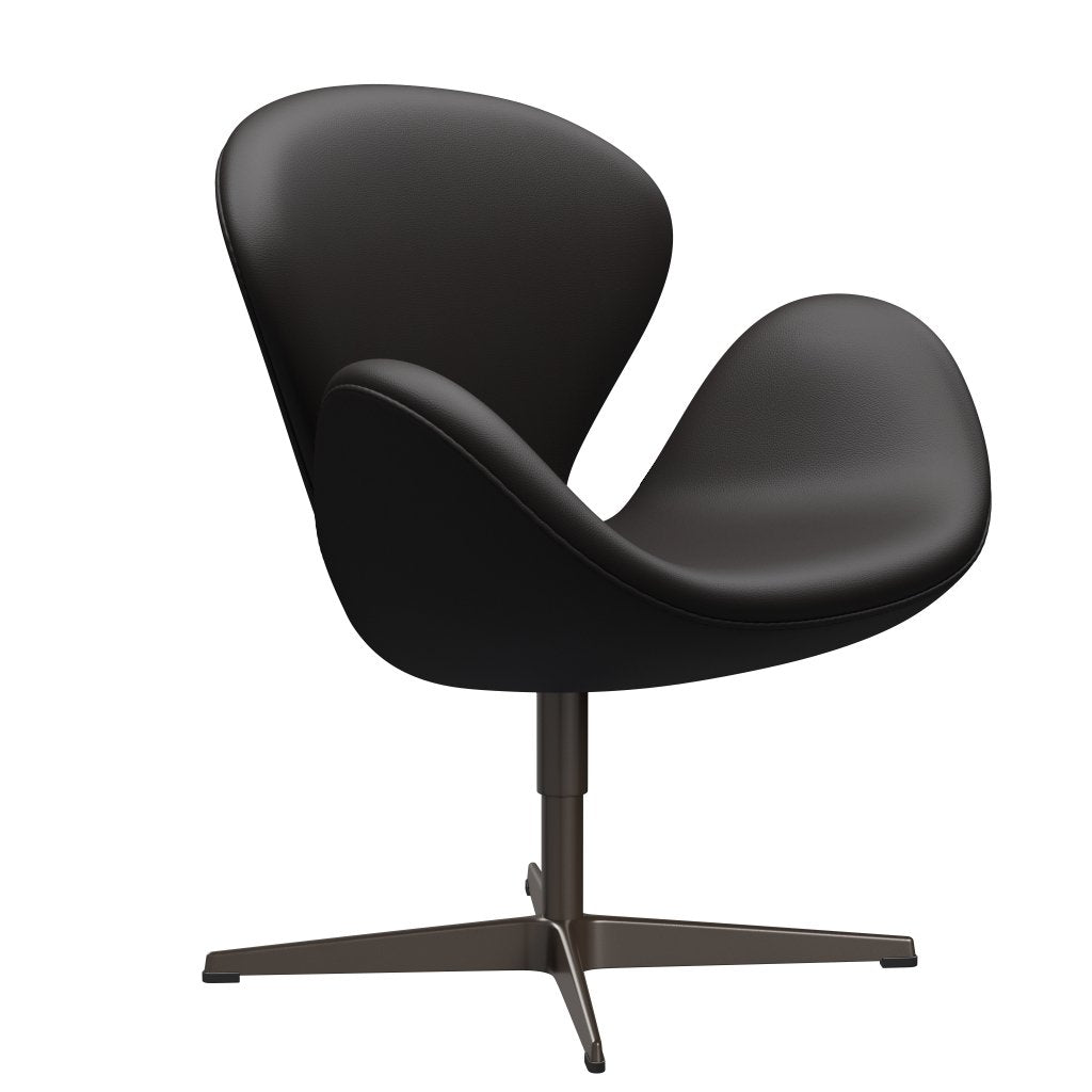 Fritz Hansen Swan Lounge Chair, Brown Bronze/Aura Black Brown