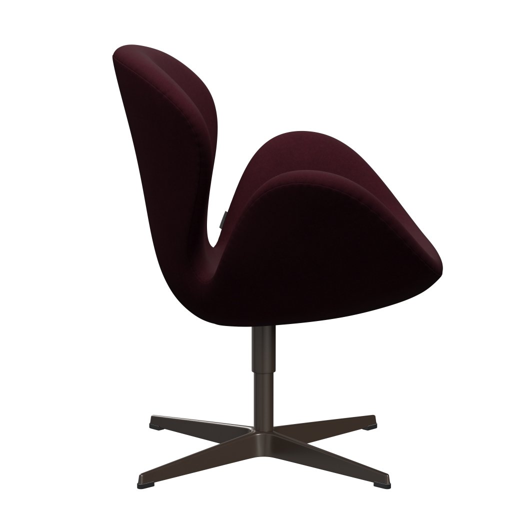 Fritz Hansen Swan Lounge Chair, Brown Bronz/Comfort Violet/Dark Red