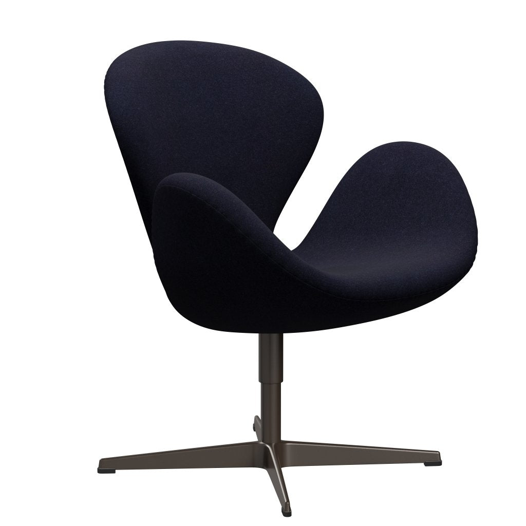 Fritz Hansen Swan Lounge Chair, Brown Bronze/Divina MD Navy