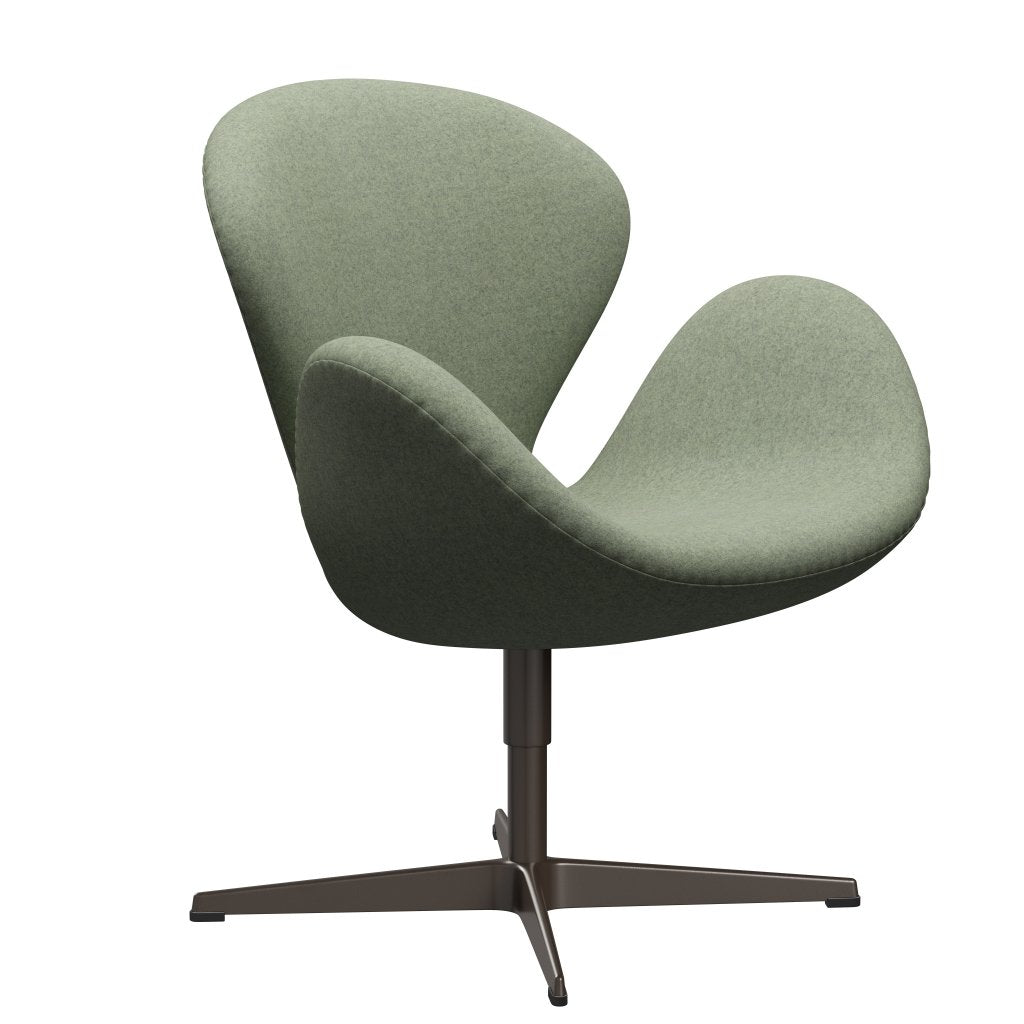 Fritz Hansen Swan Lounge Chair, Brown Bronz/Divina melange světlo zelená