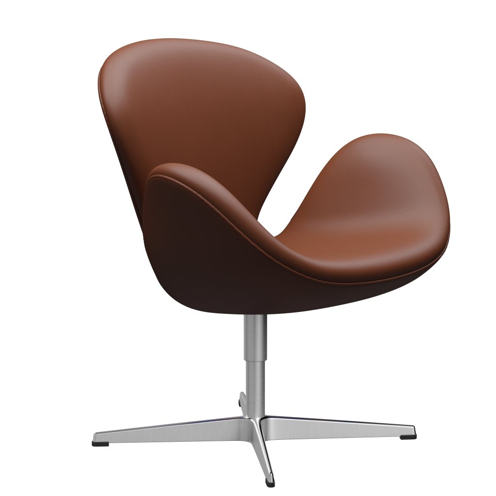 Fritz Hansen Swan Lounge Chair, satén kartáčovaný hliník/aura koňaku