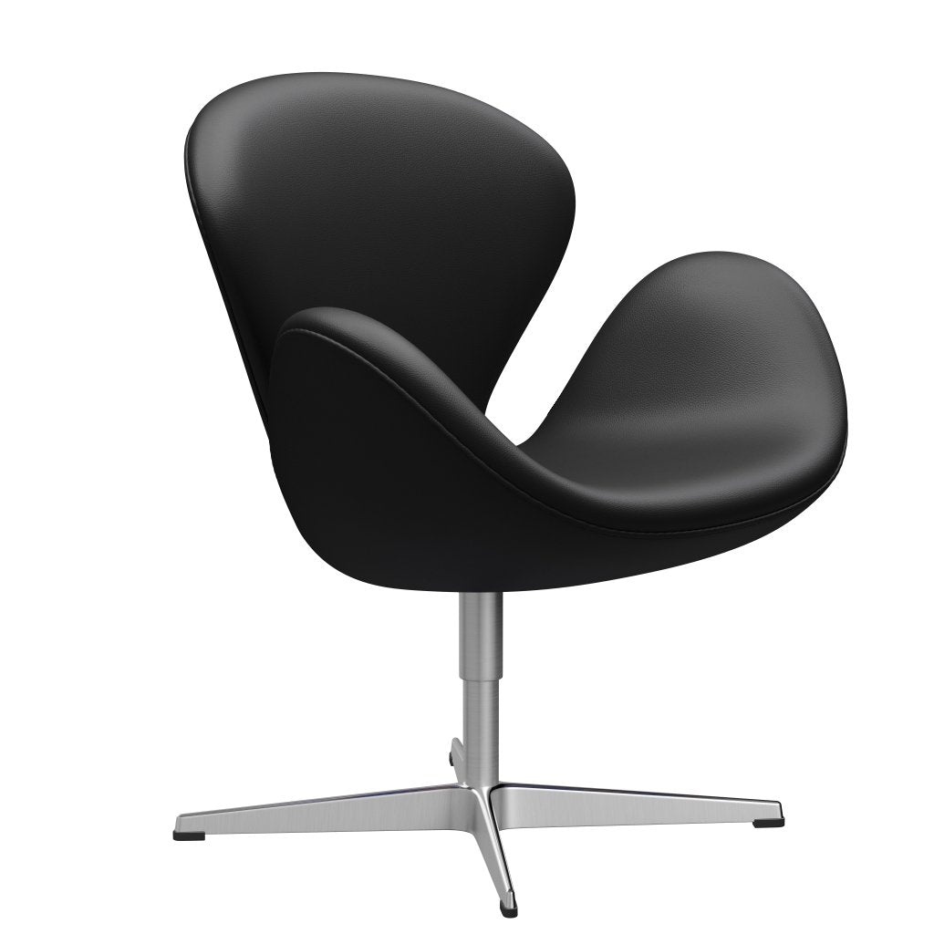 Fritz Hansen Swan Lounge Chair, satén kartáčovaný hliník/aura černá