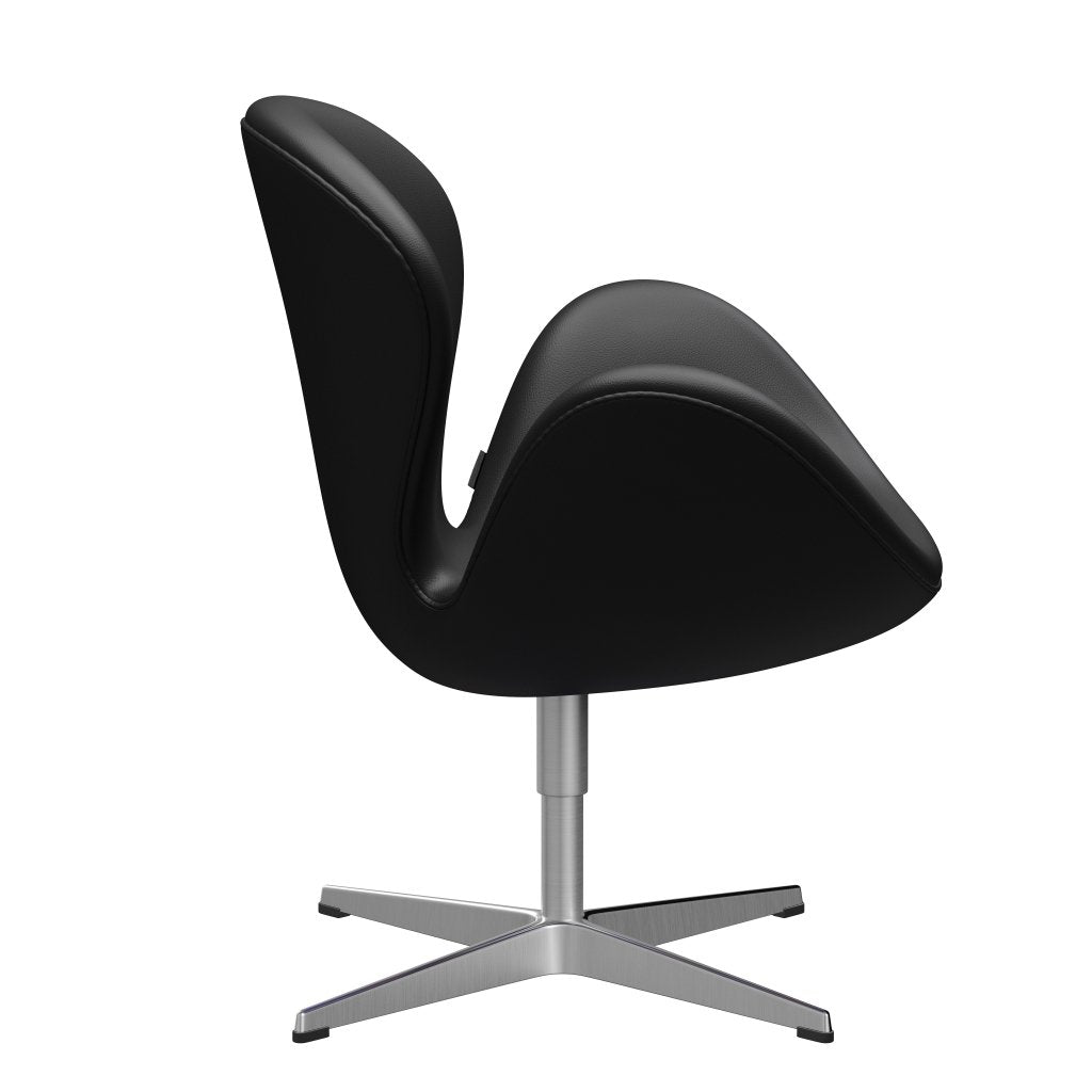 Fritz Hansen Swan Lounge Chair, satén kartáčovaný hliník/aura černá