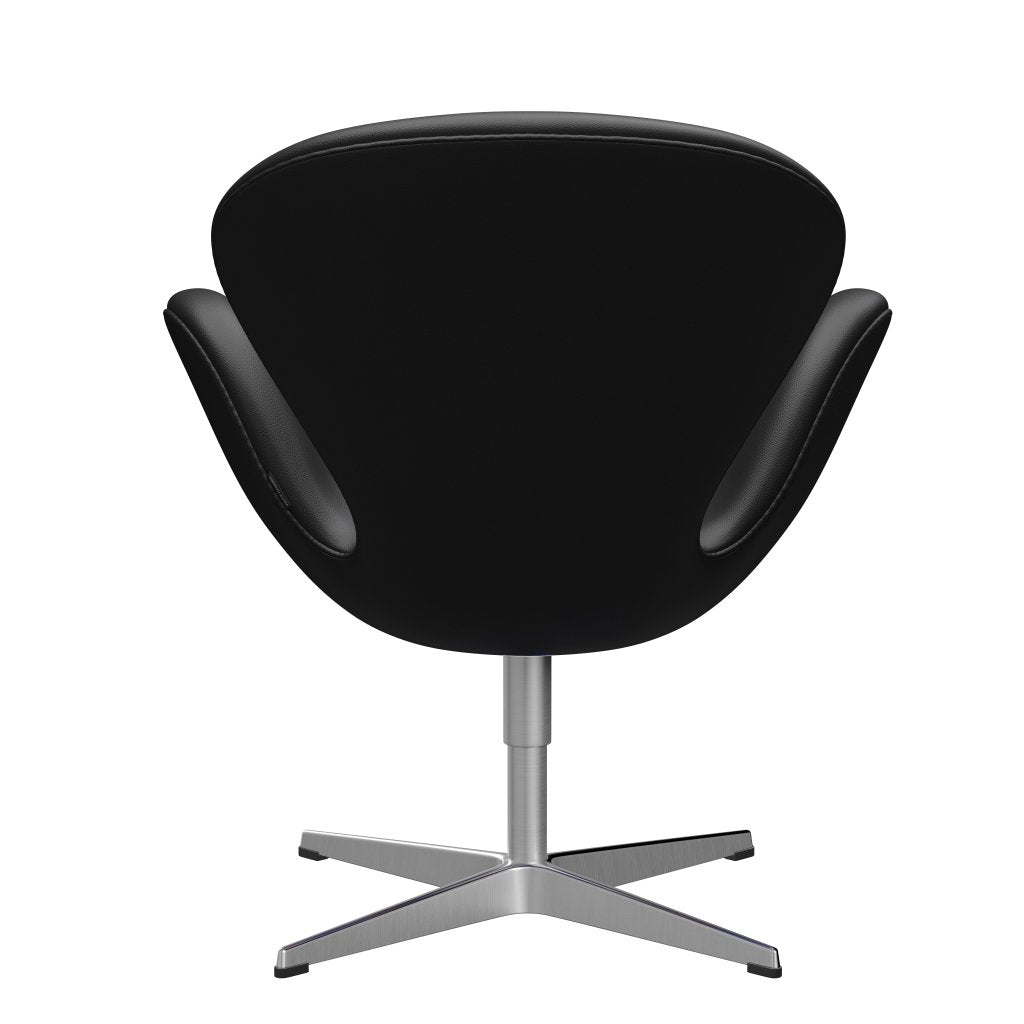 Fritz Hansen Swan Lounge Chair, satén kartáčovaný hliník/aura černá