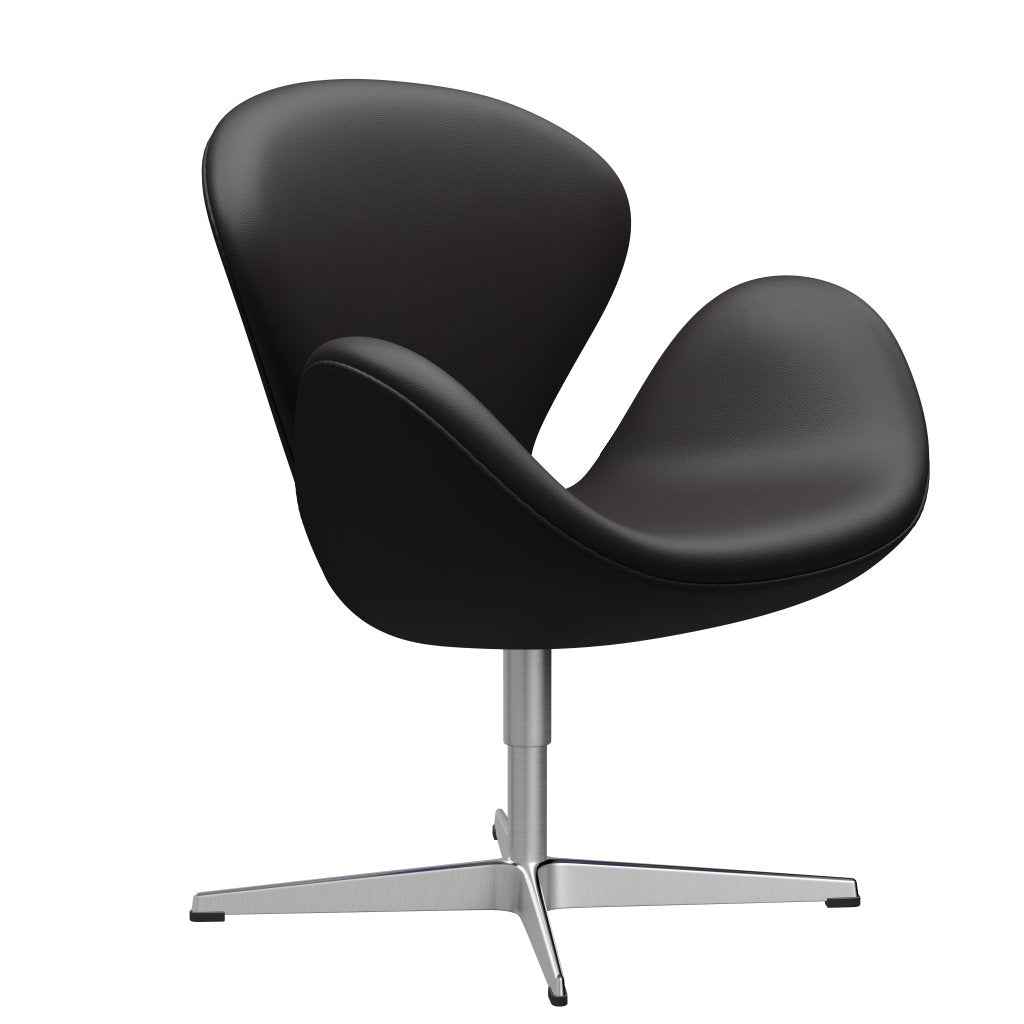 Fritz Hansen Swan Lounge Chair, satén kartáčovaný hliník/aura černá hnědá