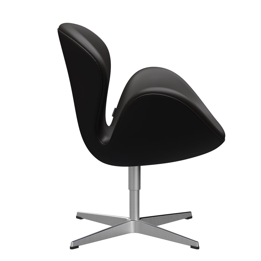 Fritz Hansen Swan Lounge Chair, satén kartáčovaný hliník/aura černá hnědá