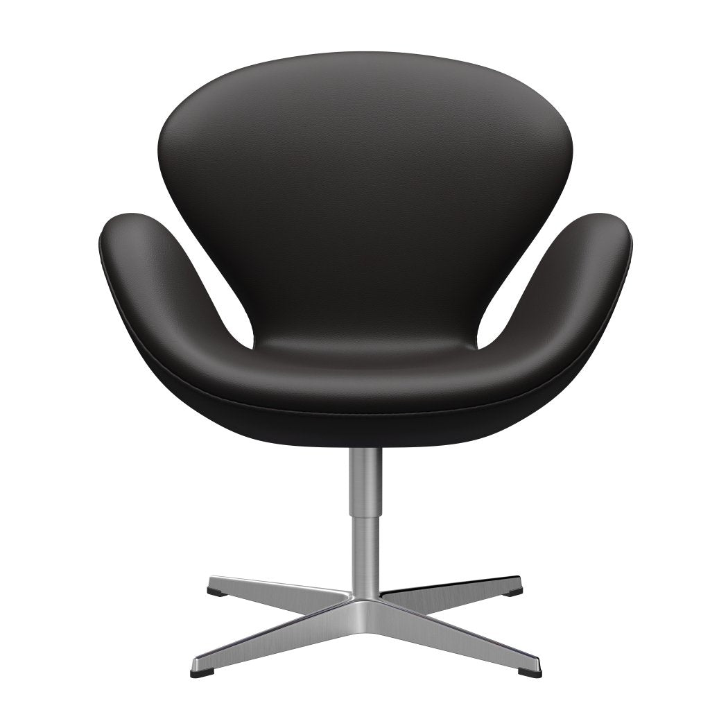 Fritz Hansen Swan Lounge Chair, satén kartáčovaný hliník/aura černá hnědá