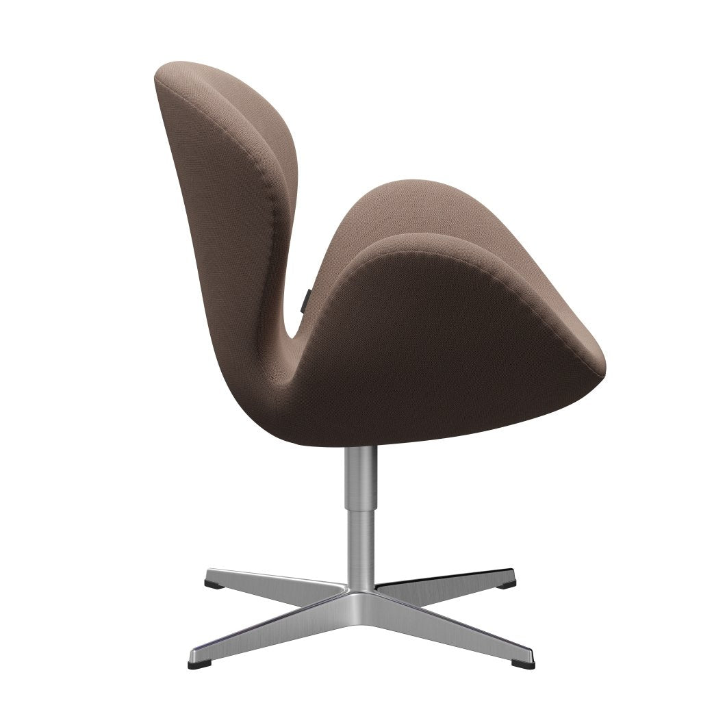 Fritz Hansen Swan Lounge Chair, satén kartáčovaný hliník/zachycení hnědé