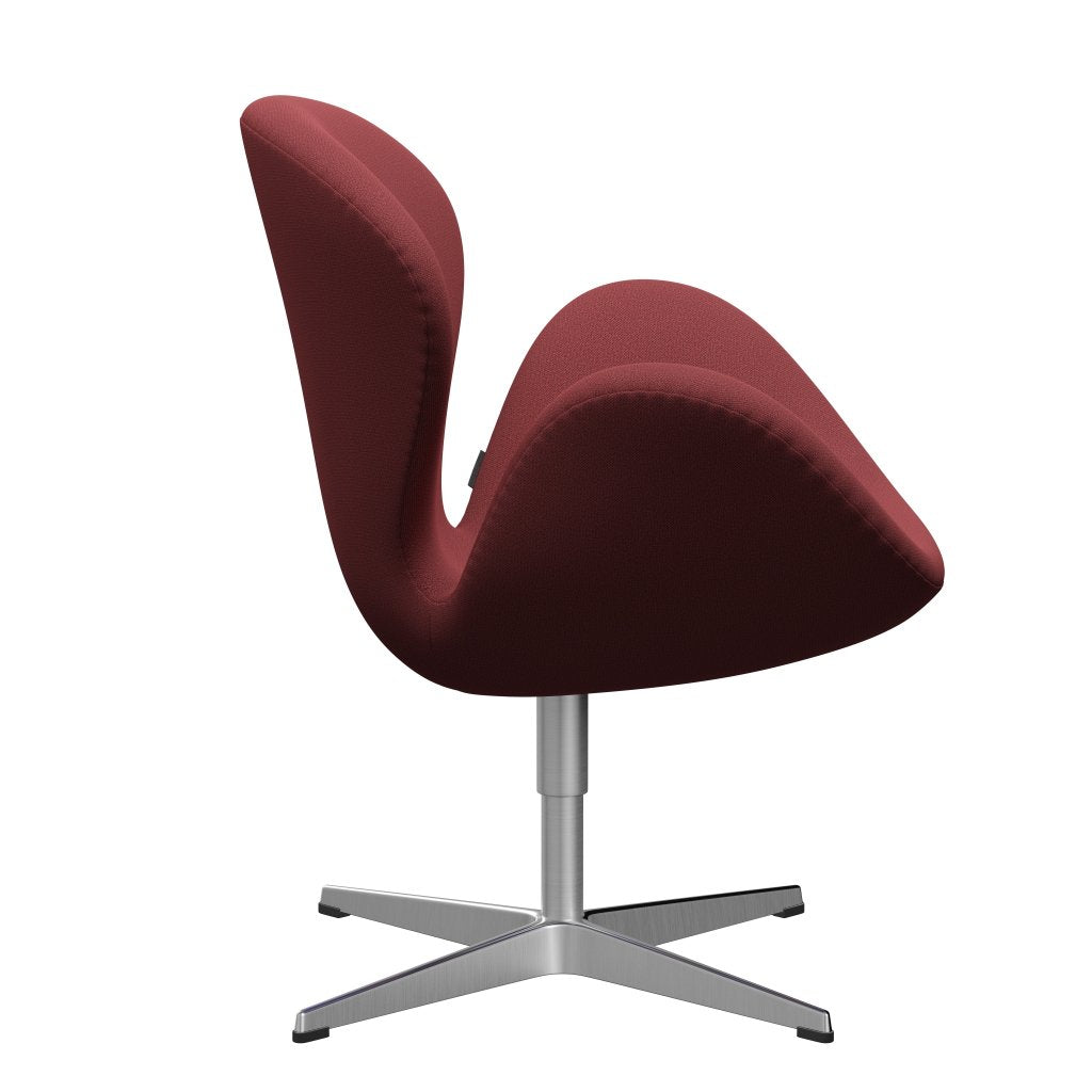 Fritz Hansen Swan Lounge Chair, Satin Brushed Aluminium/Capture Dark Red