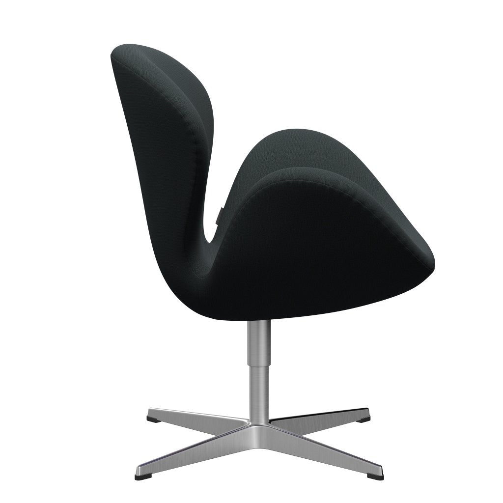 Fritz Hansen Swan Lounge Chair, satén kartáčovaný hliník/zachycení tmavě tmavě zelené