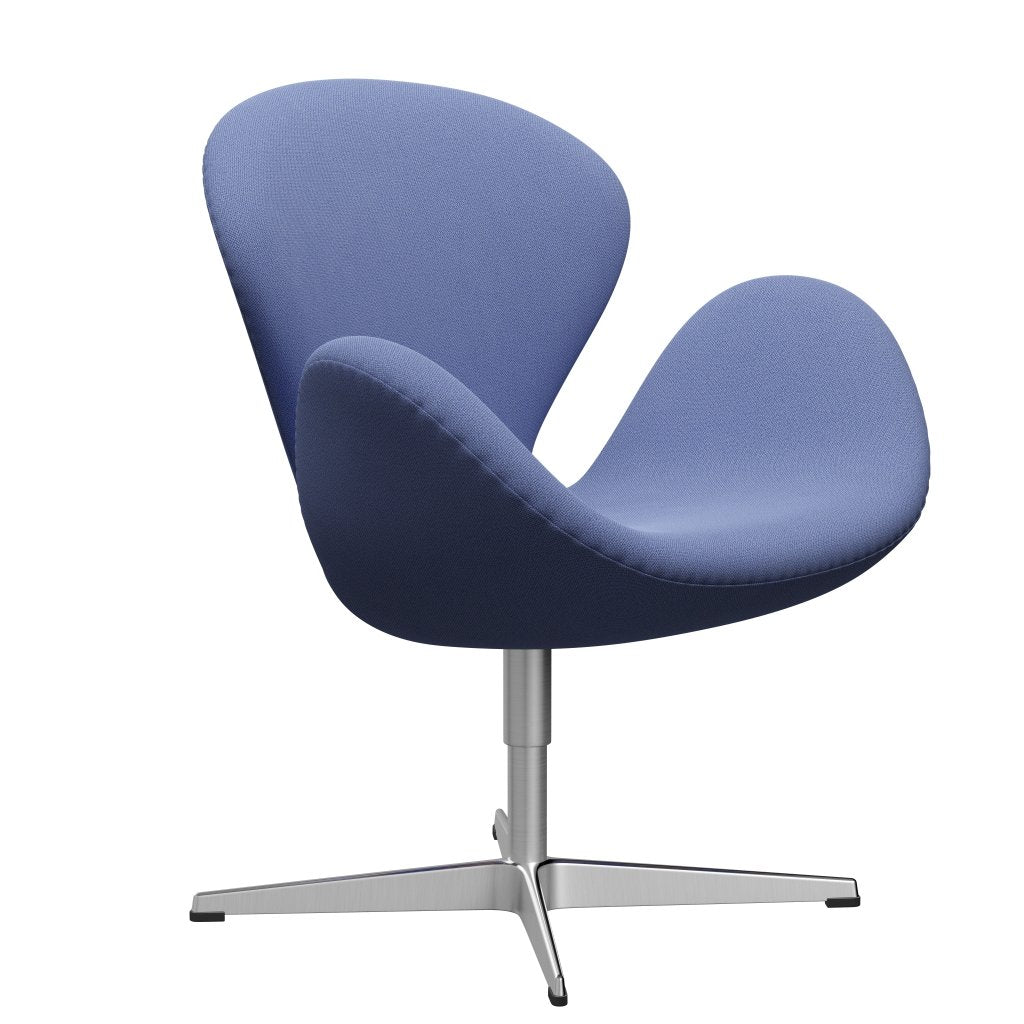 Fritz Hansen Swan Lounge Chair, saténový kartáčovaný hliník/zachycení světle modré (4901)