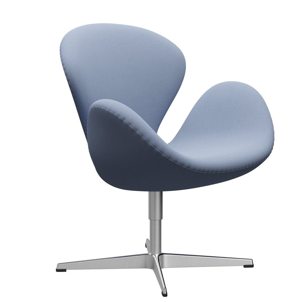 Fritz Hansen Swan Lounge Chair, saténový kartáčovaný hliník/zachycení světle modré (4902)