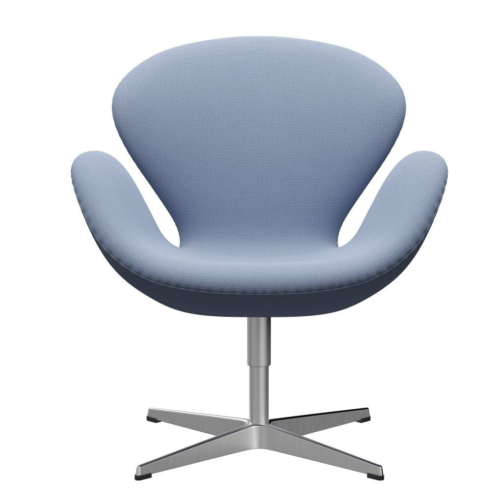 Fritz Hansen Swan Lounge Chair, saténový kartáčovaný hliník/zachycení světle modré (4902)