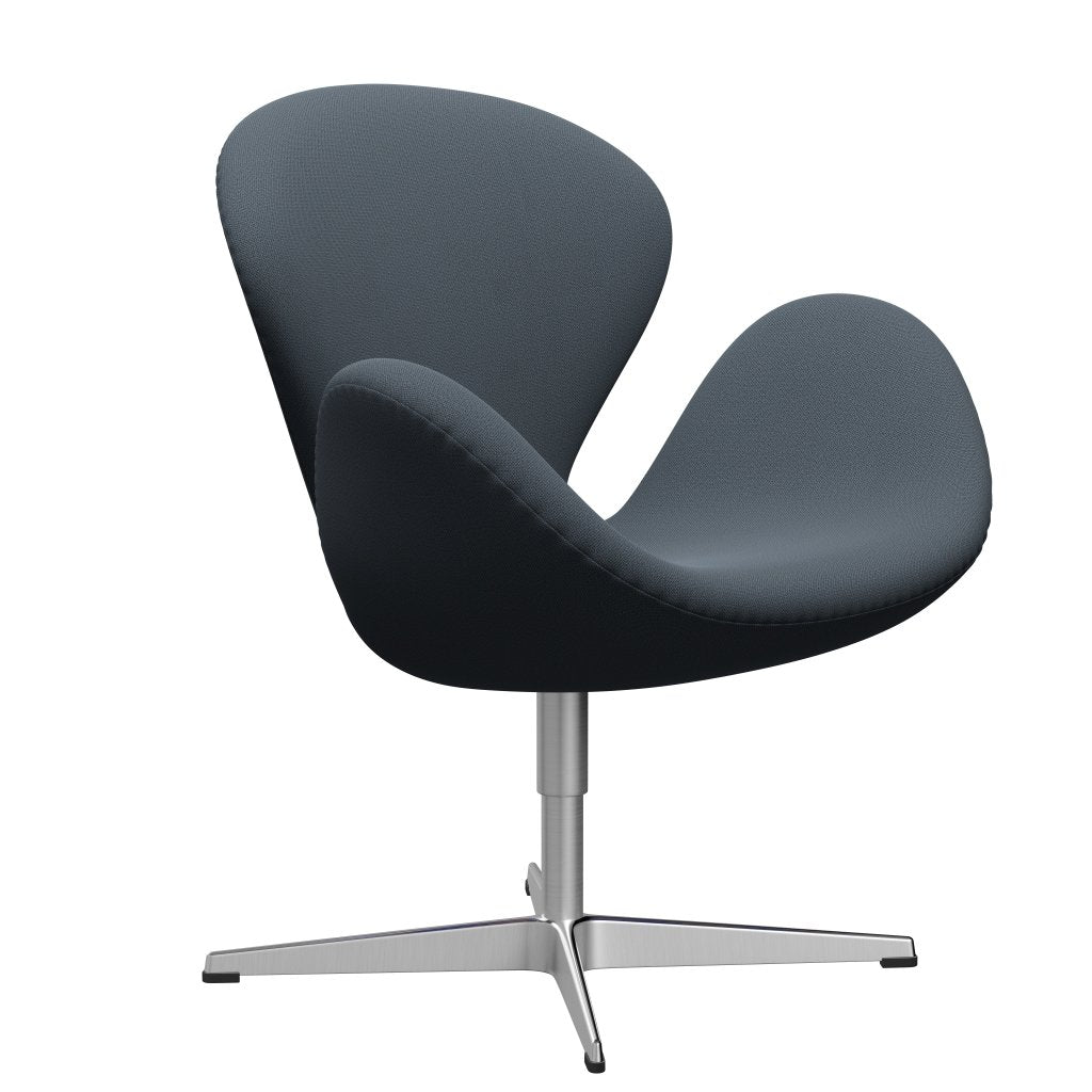 Fritz Hansen Swan Lounge Chair, Satin Brushed Aluminium/Capture Petrol Blue