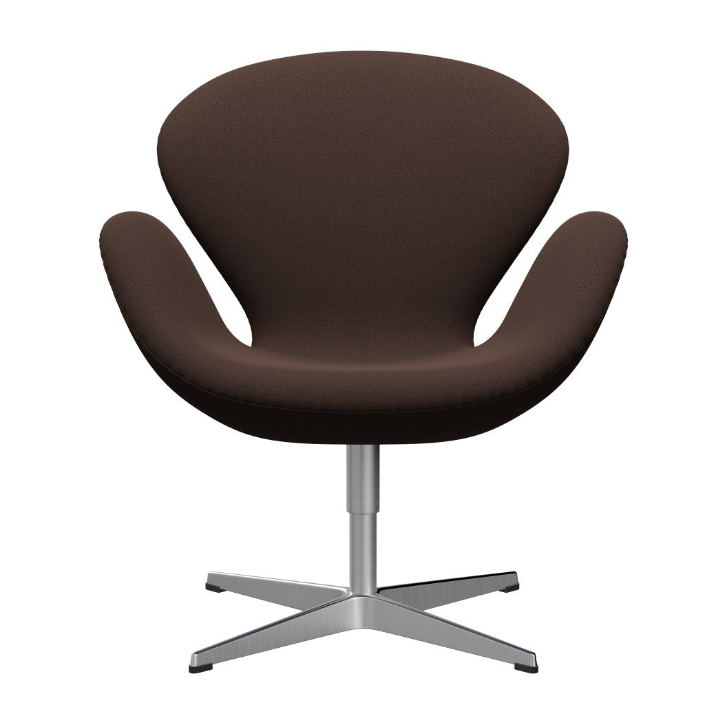 Fritz Hansen Swan Lounge Chair, Satin Brushed Aluminium/Capture Chocolate Brown