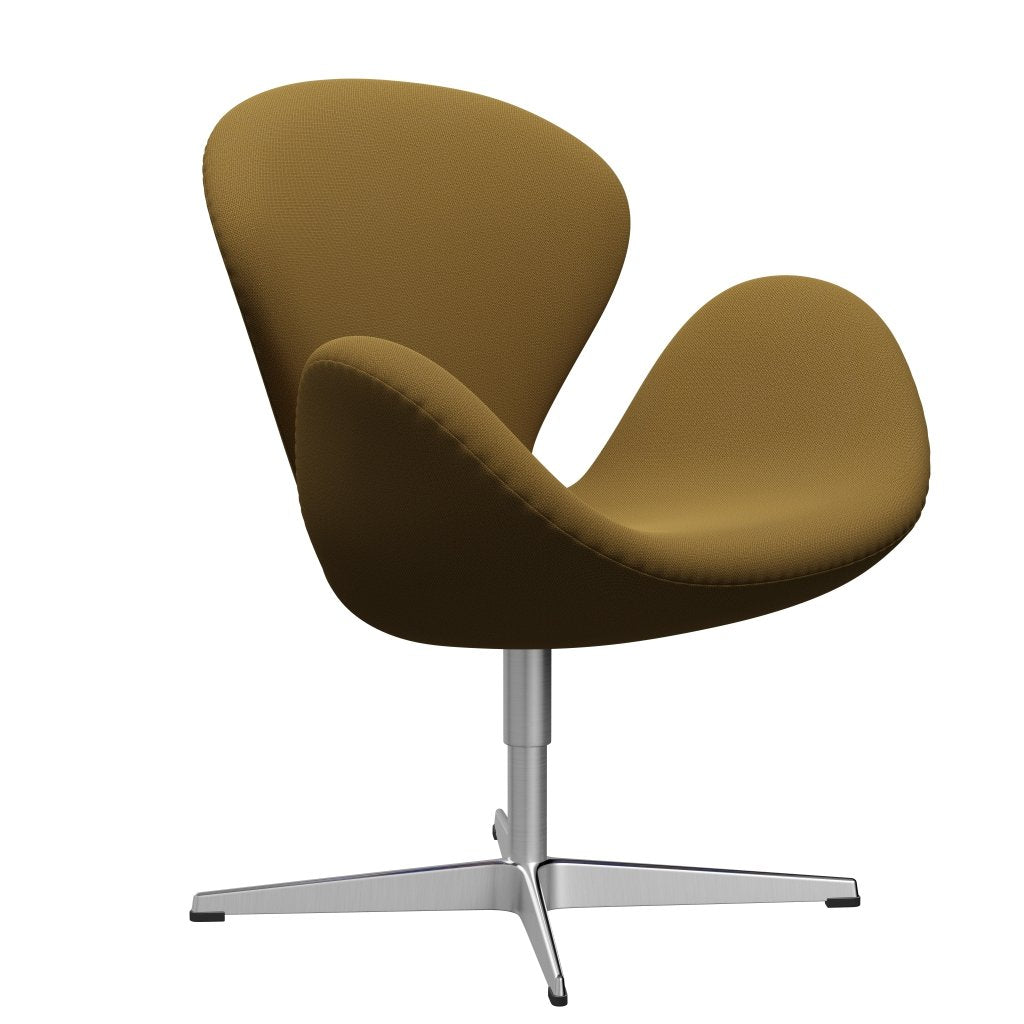 Fritz Hansen Swan Lounge Chair, Satin Brushed Aluminium/Capture Mustard Dark