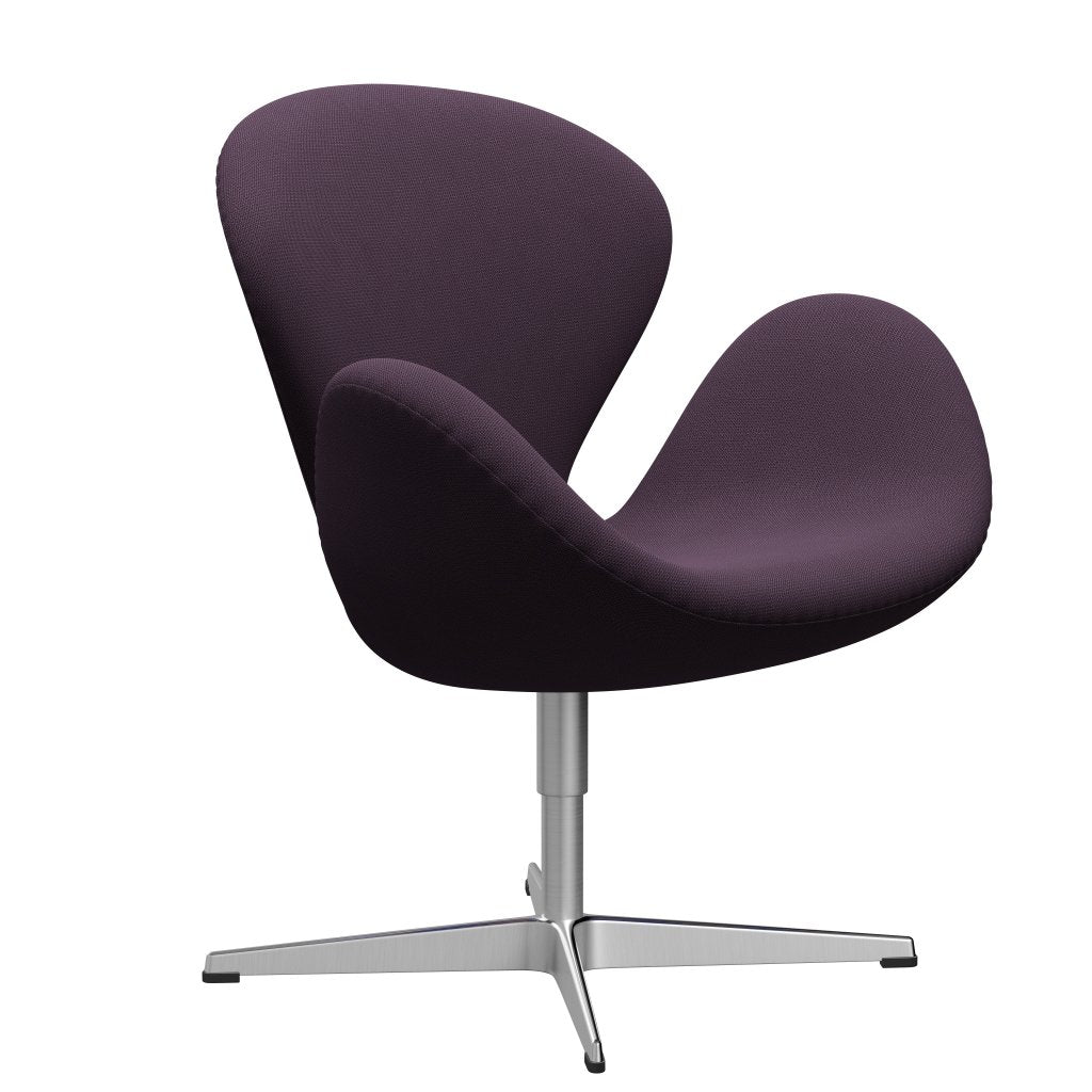 Fritz Hansen Swan Lounge Chair, satén kartáčovaný hliník/zachycení fialové tmy