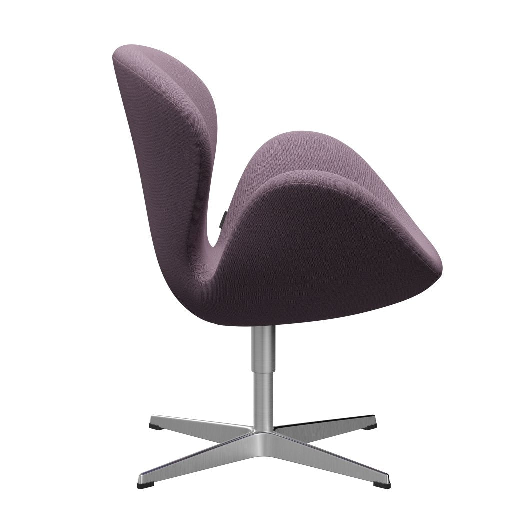 Fritz Hansen Swan Lounge Chair, satén kartáčovaný hliník/zachycení fialové/hnědé