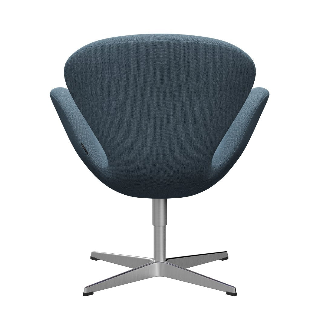 Fritz Hansen Swan Lounge Chair, Sating Brushed Aluminium/Capture Soft Blue