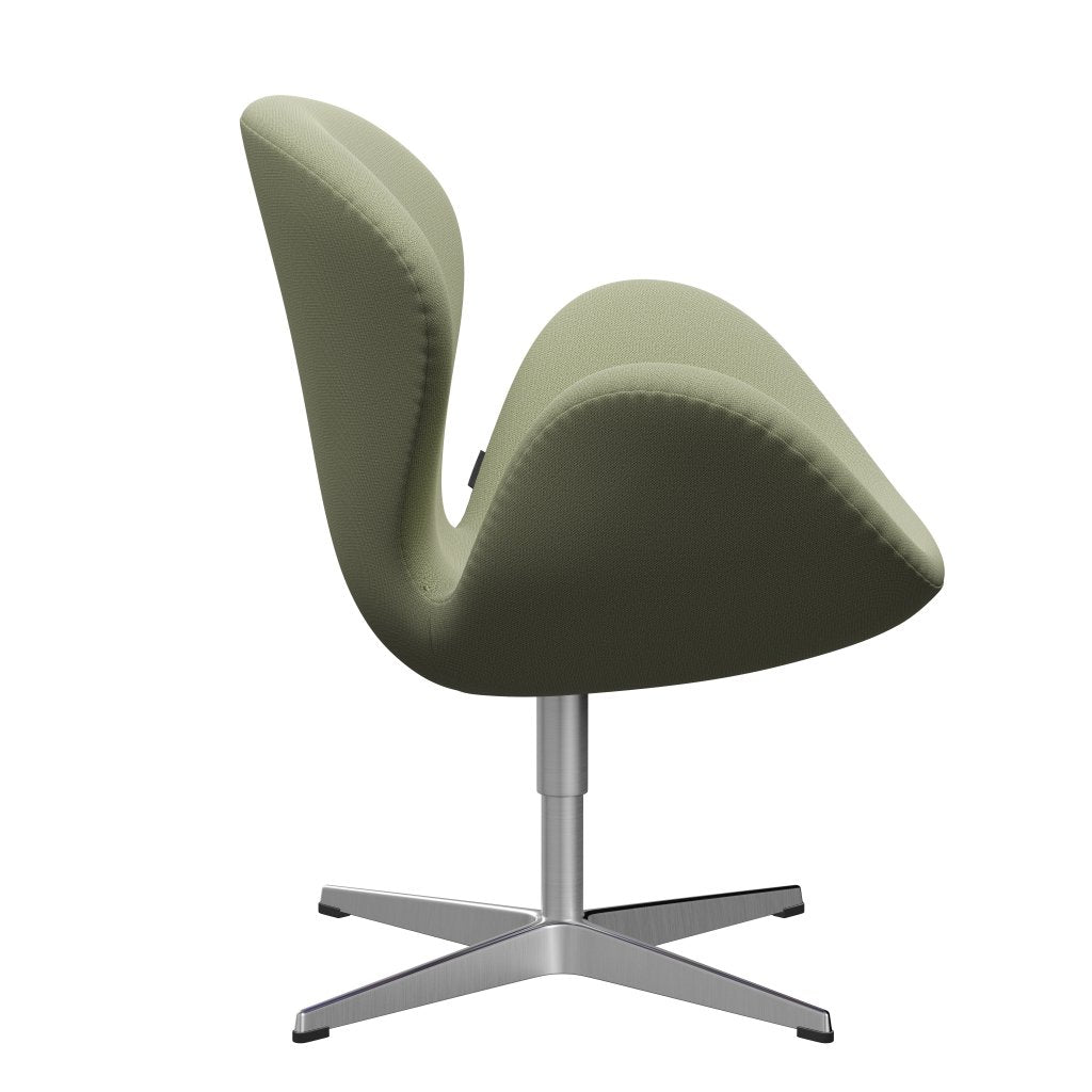 Fritz Hansen Swan Lounge Chair, Satin Brushed Aluminium/Capture Delicate Green