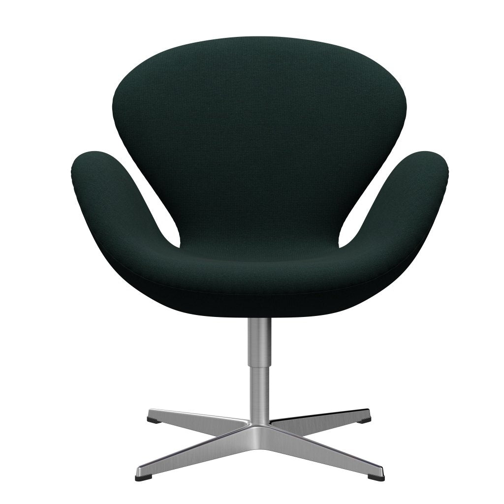 Fritz Hansen Swan Lounge Chair, satén kartáčovaný hliník/Christianshavn Dark Green