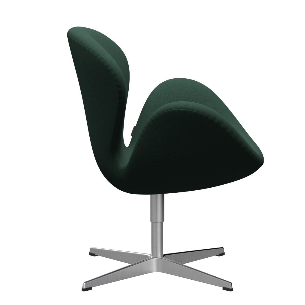 Fritz Hansen Swan Lounge Chair, satén kartáčovaný hliník/Christianshavn Dark Green Uni