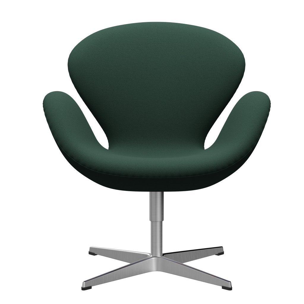 Fritz Hansen Swan Lounge Chair, satén kartáčovaný hliník/Christianshavn Dark Green Uni