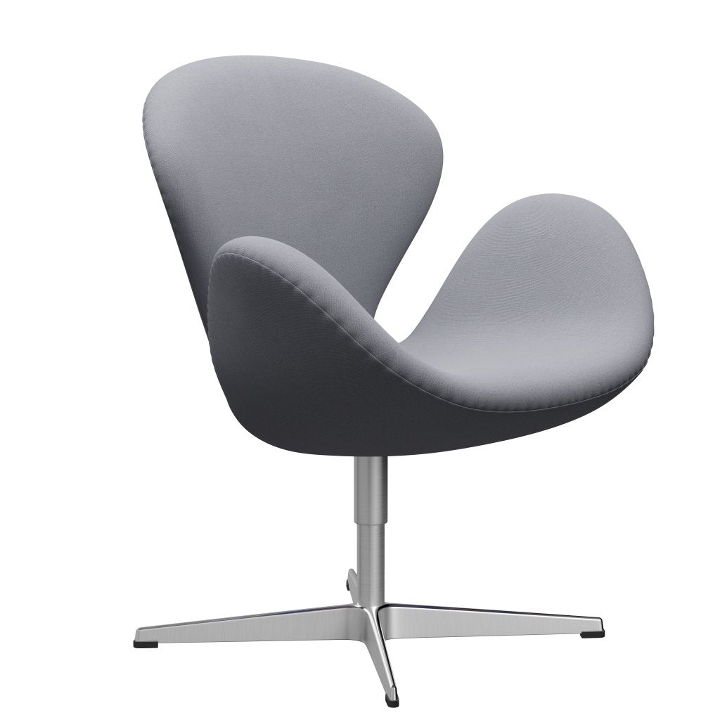 Fritz Hansen Swan Lounge Chair, Satin Brushed Aluminium/Christianshavn Light Grey Plain