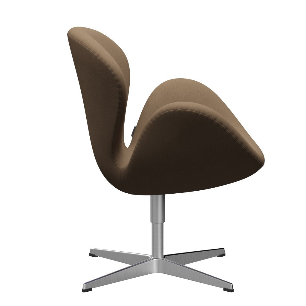 Fritz Hansen Swan Lounge Chair, satén kartáčovaný hliník/pohodlí béžové/hnědé