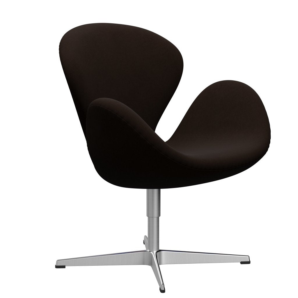 Fritz Hansen Swan Lounge Chair, saténový kartáčovaný hliník/pohodlí hnědá (01566)