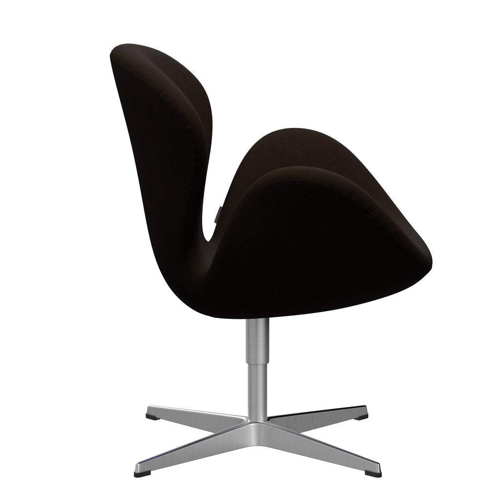 Fritz Hansen Swan Lounge Chair, saténový kartáčovaný hliník/pohodlí hnědá (01566)