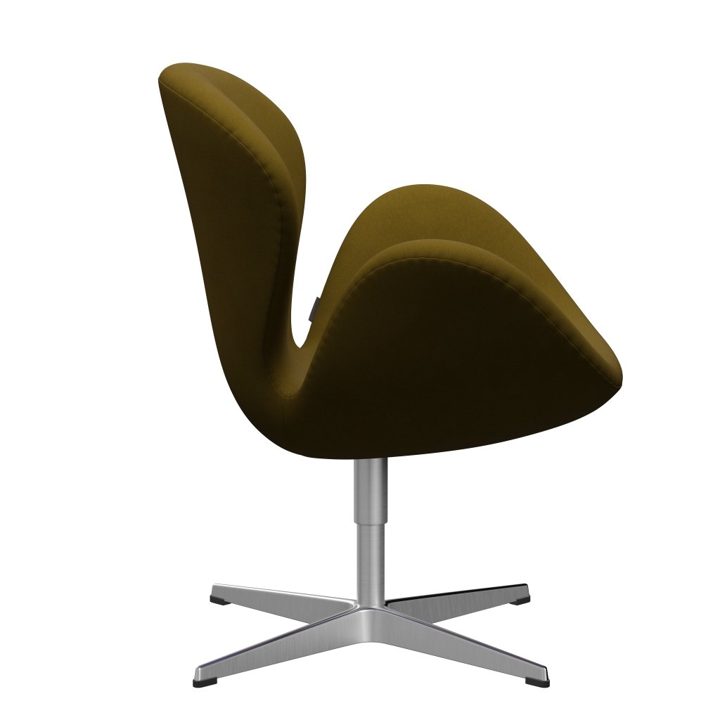 Fritz Hansen Swan Lounge Chair, saténový kartáčovaný hliník/pohodlí hnědá (68007)