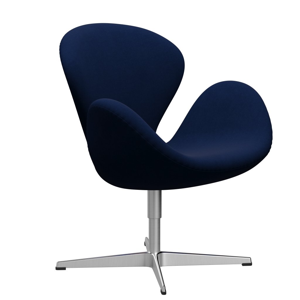 Fritz Hansen Swan Lounge Chair, satén kartáčovaný hliník/pohodlí tmavě modrá/šedá