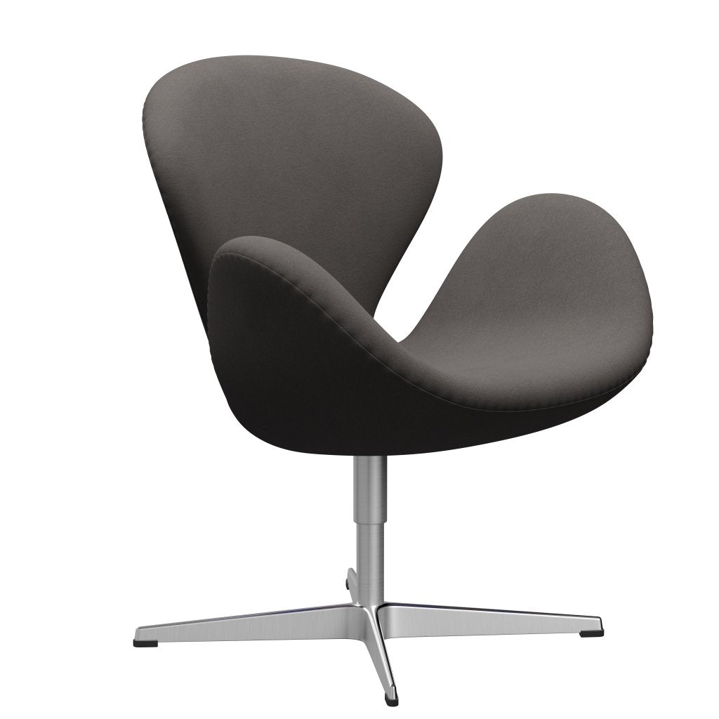 Fritz Hansen Swan Lounge Chair, satén kartáčovaný hliník/pohodlí tmavě šedá (60008)