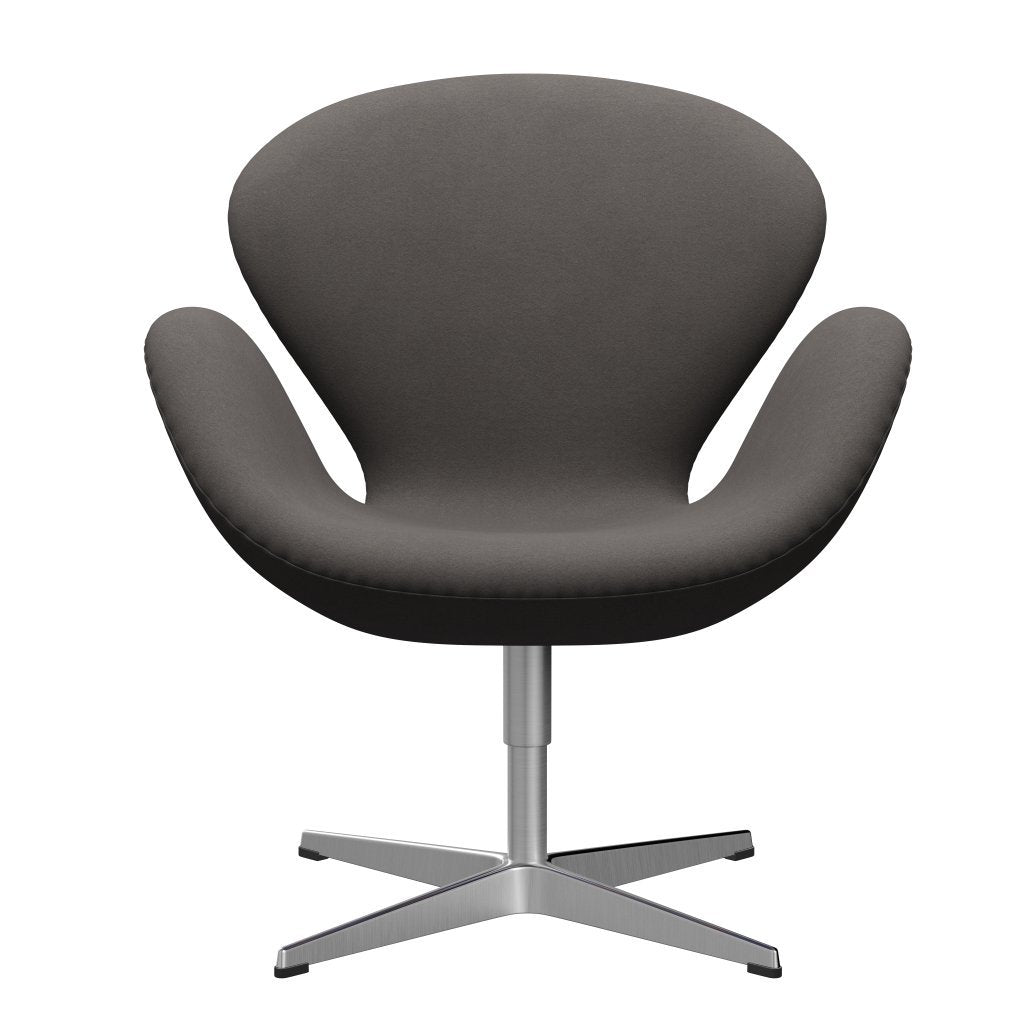 Fritz Hansen Swan Lounge Chair, satén kartáčovaný hliník/pohodlí tmavě šedá (60008)