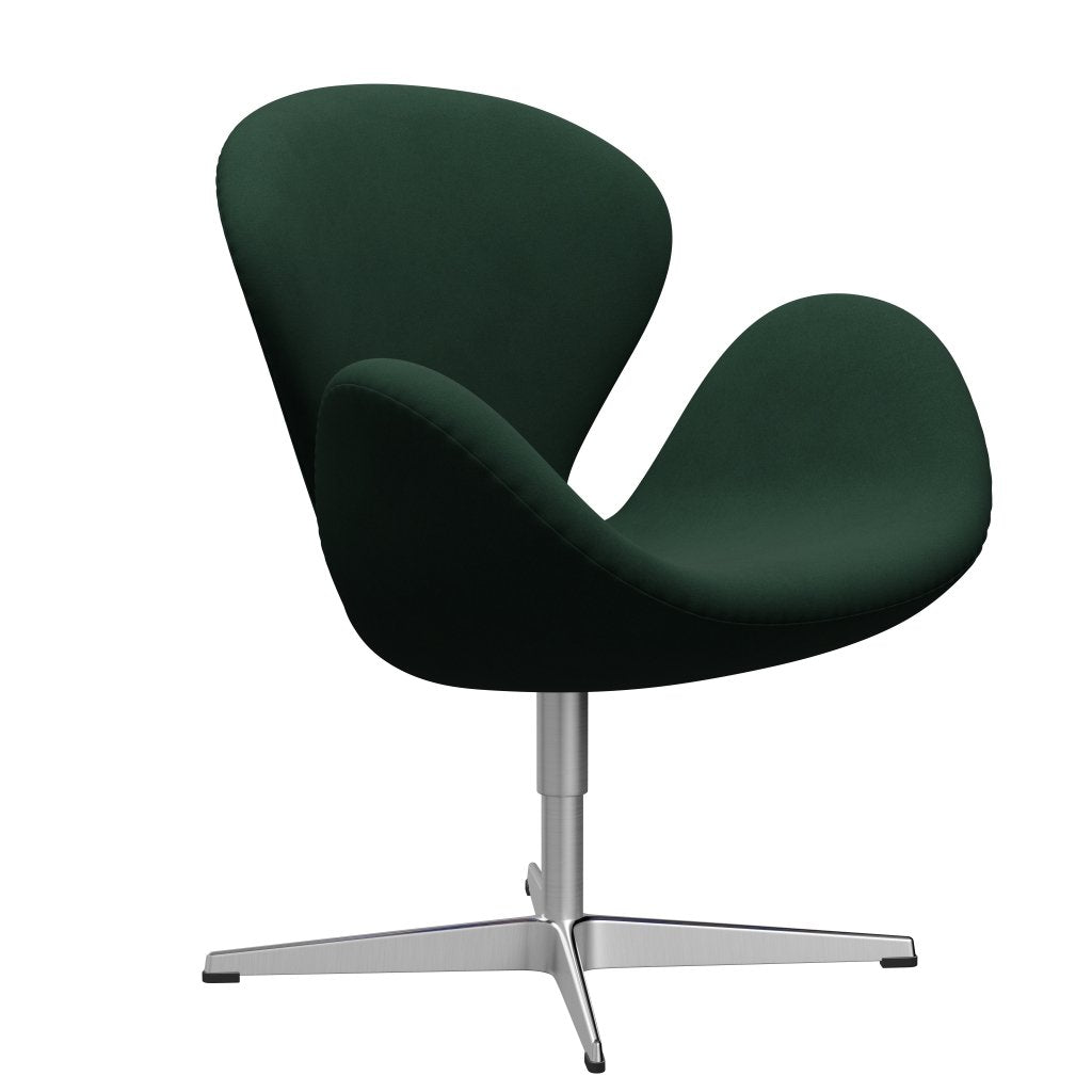 Fritz Hansen Swan Lounge Chair, satén kartáčovaný hliník/pohodlí tmavě zelená