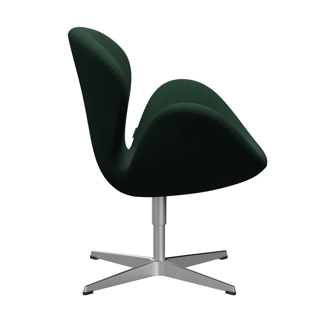 Fritz Hansen Swan Lounge Chair, satén kartáčovaný hliník/pohodlí tmavě zelená