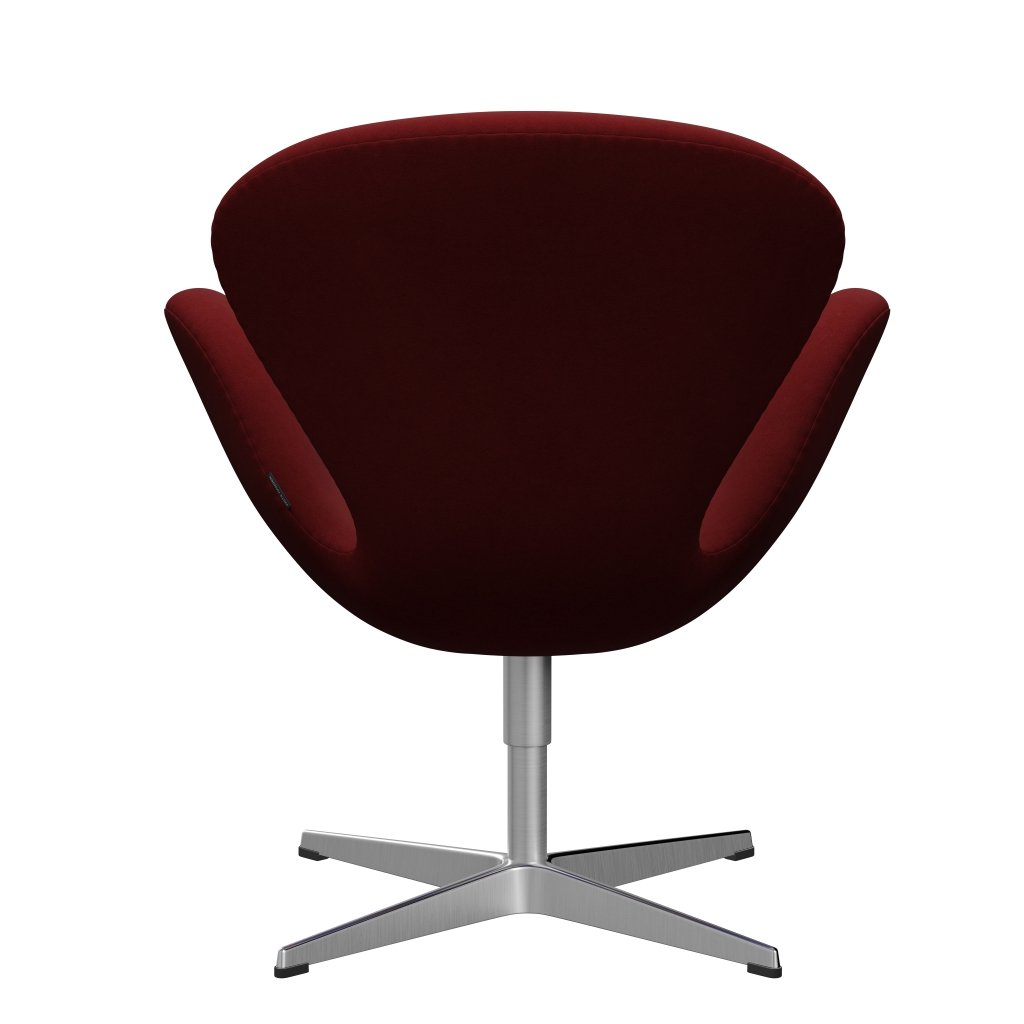 Fritz Hansen Swan Lounge Chair, Satin Brushed Aluminium/Comfort Dark Red (01153)