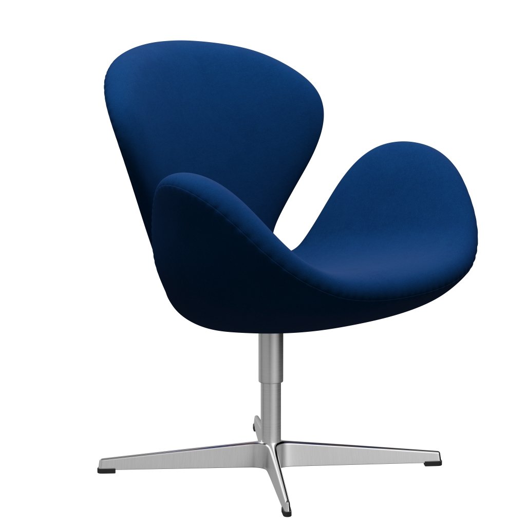 Fritz Hansen Swan Lounge Chair, satén kartáčovaný hliník/pohodlí šedá/modrá