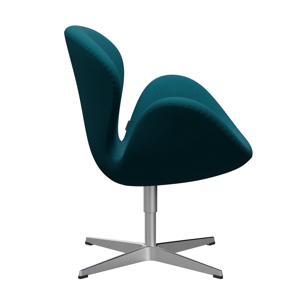 Fritz Hansen Swan Lounge Chair, Satin Brushed Aluminium/Comfort Green/Blue